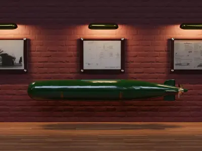 Torpedo room with bomb on wall 3D model