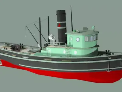 Old Fishing Boat B Low Poly 3D Model Low-poly 3D model