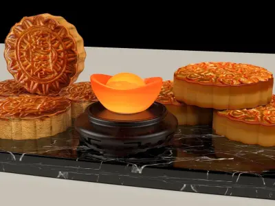 Chinese moon cake 3D model