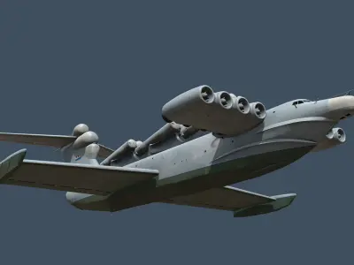 Lun-class ekranoplan project 903 Low-poly 3D model