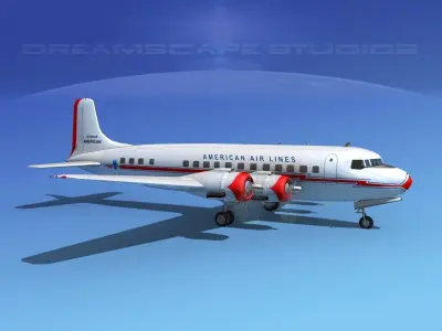 Douglas DC-6 Ansett 3D model