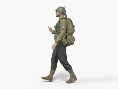 World War II US Uniform Soldier Low-poly 3D model