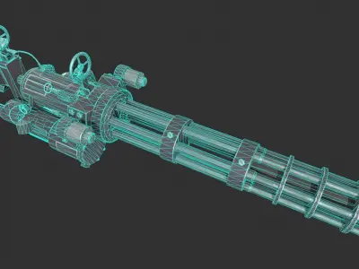 Gatling Gun Low-poly 3D model