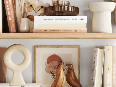 Decorative set bookshelf decor 3D model