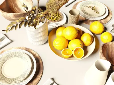 Lemons as part of the table setting 3D model