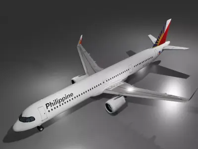 Philippine airlines airbus a321neo low poly 3D Model  Low-poly 3D model