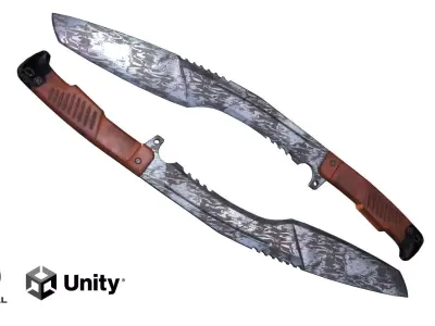 Knife Kukri - Damascus Steel Version 1 Low-poly 3D model
