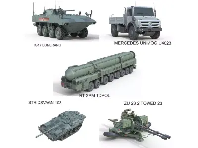 5 Military Vehicles Collection v34 Low-poly 3D model