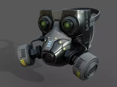 Gas mask helmet scifi military combat 3d model  Low-poly 3D model