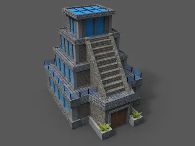 Cartoon Temple Low-poly 3D model