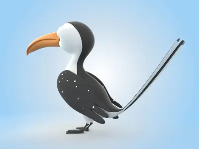 Yellow Billed Hornbill 3D model