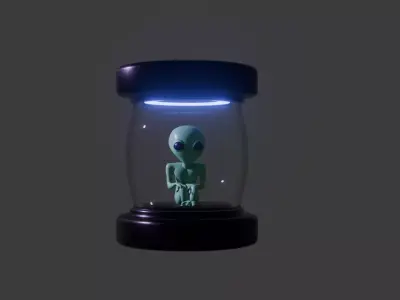 Alien in a Sci-Fi Tube - Low Poly 3D Model Low-poly 3D model