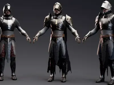 Medium Armored Warrior Knight V1 - Unreal Engine Project Low-poly 3D model