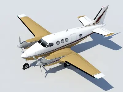 Beechcraft King Air C90 static Low Poly Low-poly 3D model