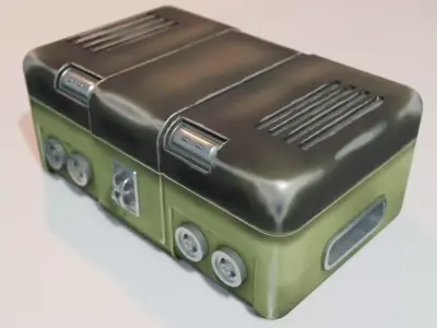 Sci fi military armoured low poly metal box hard case Low-poly 3D model