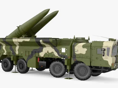 Iskander SS-26 Stone in Camouflage Colored Rigged for Cinema 4D 3D model purchase