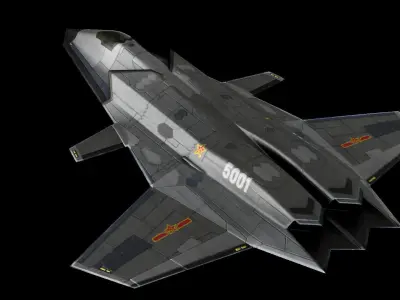 J-50 Trident Chinese Concept Fighter Low-poly 3D model