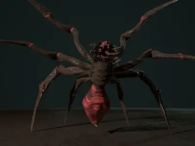 Spider 2 flying Low-poly 3D model