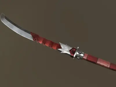 Stylized dragon Wakizashi and Katana with sheath Low-poly 3D model