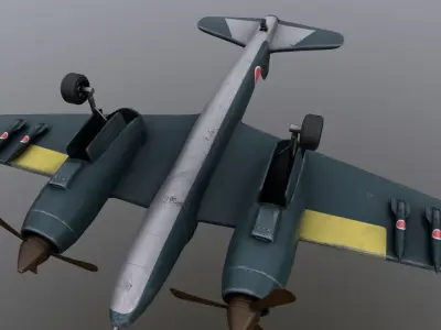 WWII Japanese Jet Bomber Yokosuka P1Y Ginga Low-poly 3D model