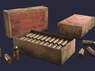 Revolver cartridges Low-poly 3D model