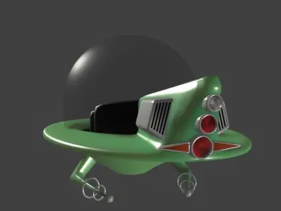 Jetsons Cartoon Jet Flying Car Low-poly 3D model