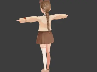 SciFi 3d anime kawaii girl character c10 Low-poly 3D model