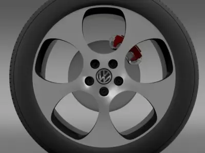 VW Polo GTI 2011 wheel 3D model
