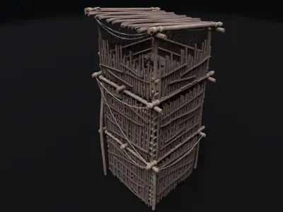 Realistic Medieval Watchtower Low-poly 3D model