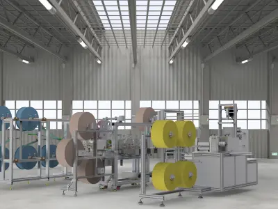 Ear less semi-automatic N95 mask machine Assembly 3D model