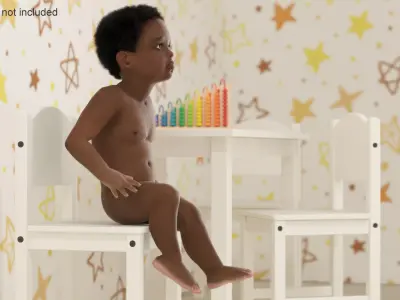 Little Dark Skin Boy Rigged 3D model