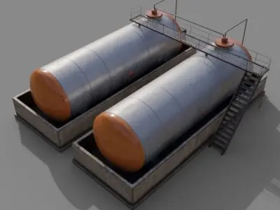 Diesel Refueling depot tank Free low-poly 3D model