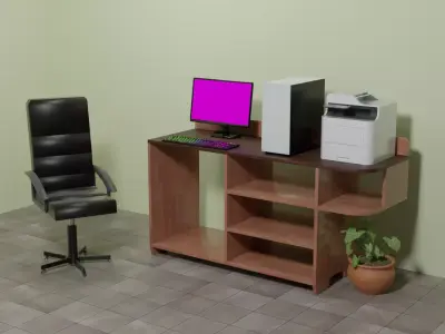 3D Computer Table Free 3D model