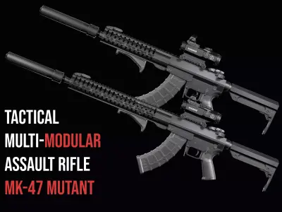 Tactical Modular assault rifle Mk47 mutant ar-15 modul Low-poly 3D model