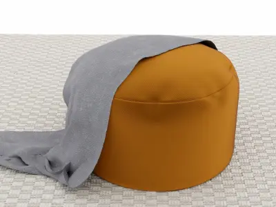 Pouf and blanket  Free 3D model