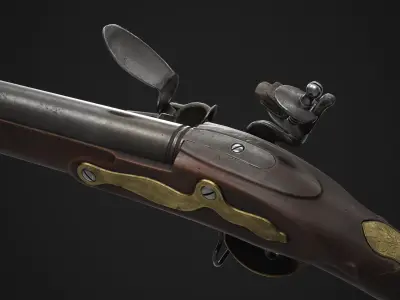 PBR Brown Bess Musket Low-poly 3D model