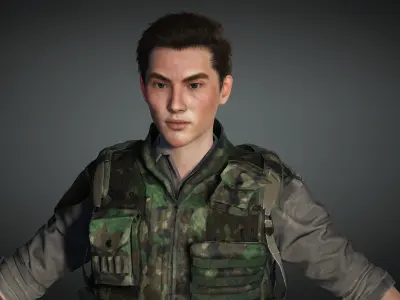 AAA Apocalypse Male Character 08 Low-poly 3D model