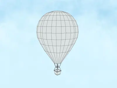 Cartoon Hot Air Balloon Low-poly 3D model