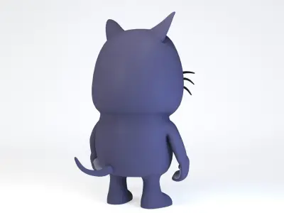 Cartoonish Humanoid Cat Character Low-poly 3D model