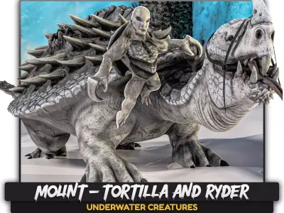 Turtle Mount Rider - Tortilla Ryder Creature Riding Reptile - 21 Low-poly 3D model