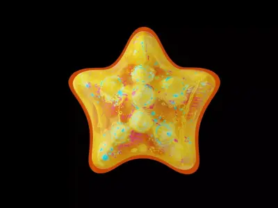 Neon Graffiti Starfish Cartoon HandDrawn Artistry Low-poly 3D model