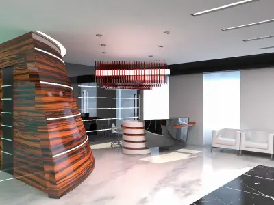 Hall Lobby Interior Low-poly 3D model