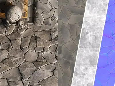 H83 Slate Stone - PBR - 4K - Seamless Low-poly 3D model