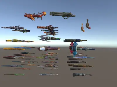 Cartoon Fantasy Weapons Guns Low-poly 3D model