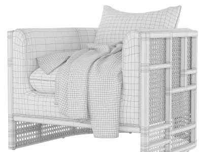 Upholstered Grid Back Chair Free 3D model