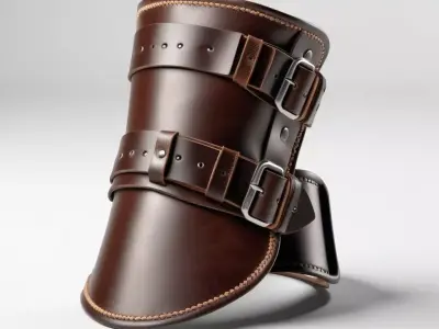 Medieval Leather Vambrace Bracer Armor 3D model