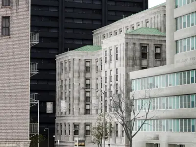 Voxel City Block B  Low-poly 3D model