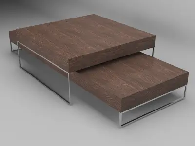 Wooden cafe table with steel legs Furniture table Free low-poly 3D model