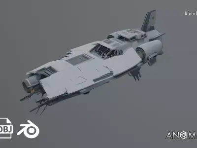 destroyed spaceship 3D model