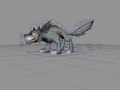 Wolf Rigged Animated Low Poly 3D model Low-poly 3D model